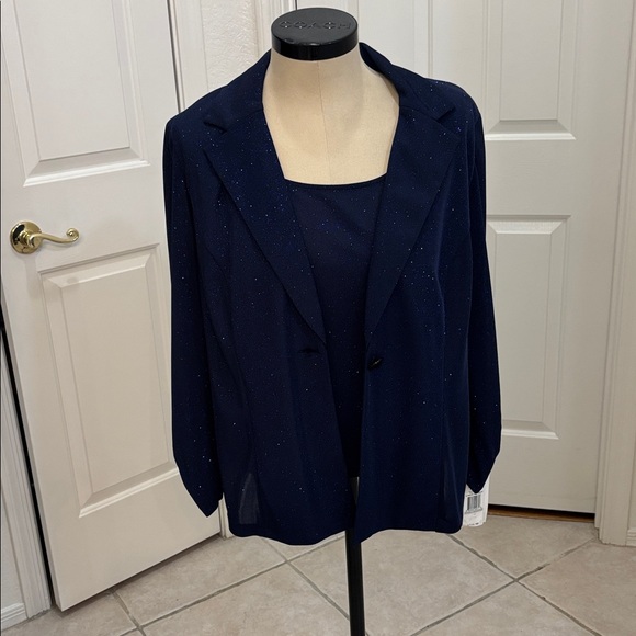 Alex Evenings Jackets & Blazers - Alex Evenings Navy Glitter Blazer and Tank